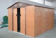 लकड़ी रंग मध्यम जस्ती स्टील धातु उद्यान शेड, मॉड्यूलर गार्डन किट शेड 10x8 फीट